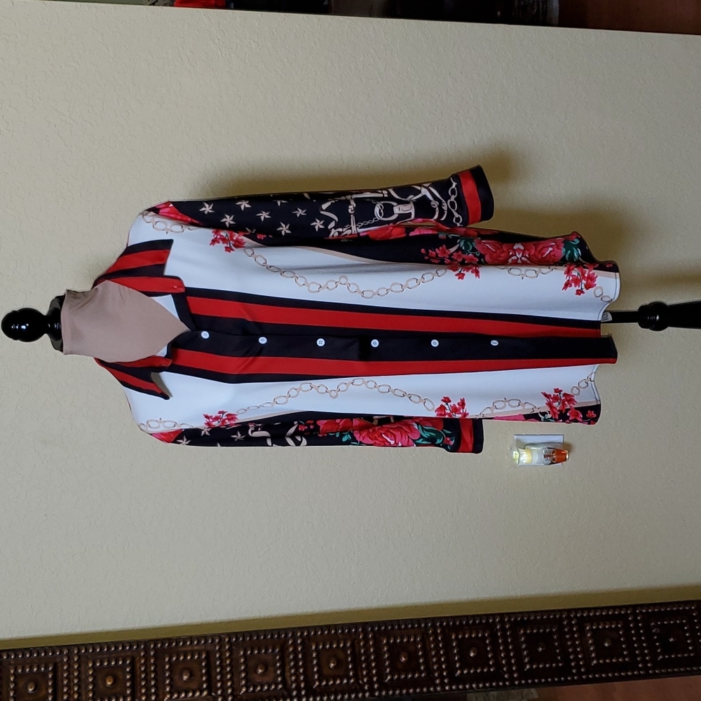 Red, Black white shirtdress